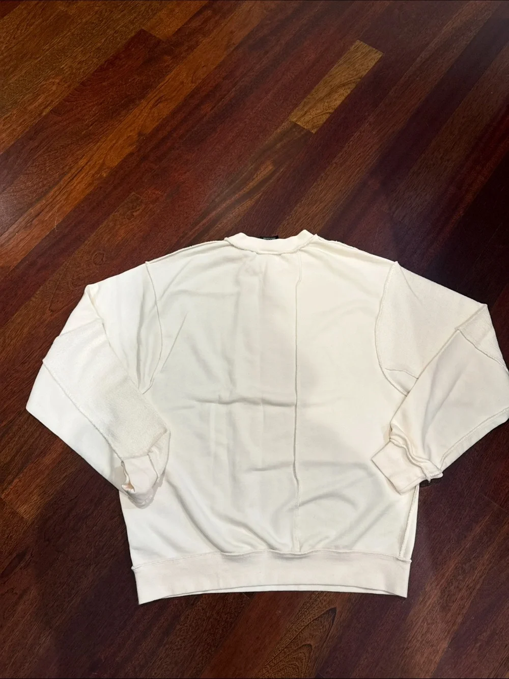Nike Cream Raw-Seam Crewneck Sweatshirt